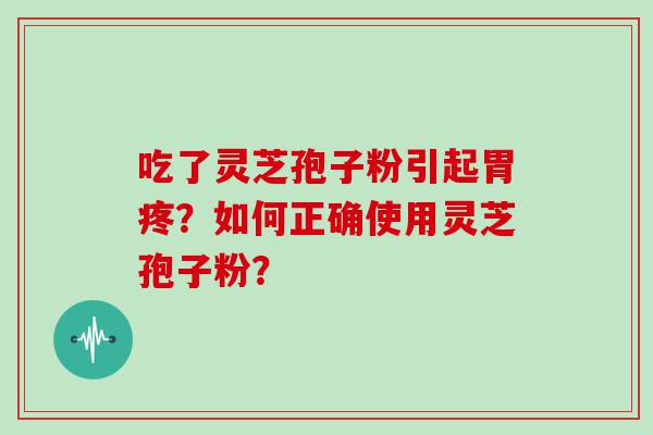 吃了灵芝孢子粉引起胃疼？如何正确使用灵芝孢子粉？