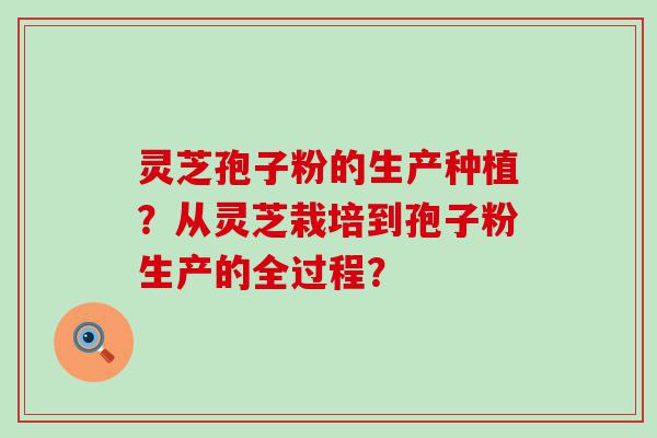 灵芝孢子粉的生产种植？从灵芝栽培到孢子粉生产的全过程？