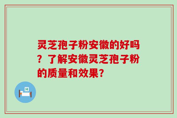 灵芝孢子粉安徽的好吗？了解安徽灵芝孢子粉的质量和效果？