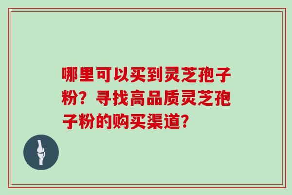 哪里可以买到灵芝孢子粉？寻找高品质灵芝孢子粉的购买渠道？