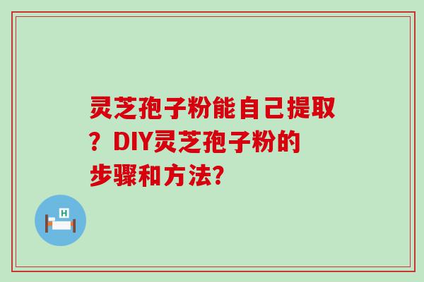 灵芝孢子粉能自己提取？DIY灵芝孢子粉的步骤和方法？