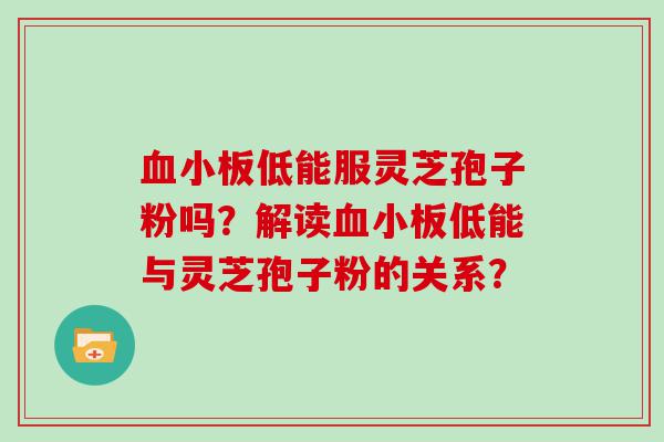 低能服灵芝孢子粉吗？解读低能与灵芝孢子粉的关系？