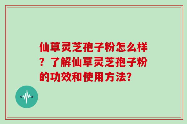 仙草灵芝孢子粉怎么样？了解仙草灵芝孢子粉的功效和使用方法？