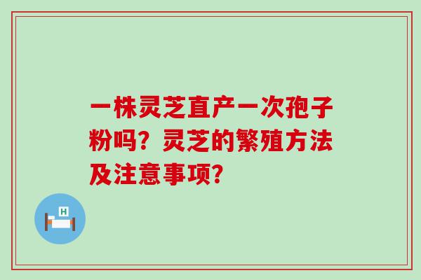 一株灵芝直产一次孢子粉吗？灵芝的繁殖方法及注意事项？