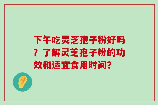 下午吃灵芝孢子粉好吗？了解灵芝孢子粉的功效和适宜食用时间？