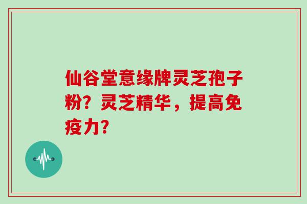 仙谷堂意缘牌灵芝孢子粉？灵芝精华，提高免疫力？