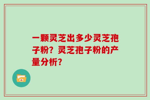 一颗灵芝出多少灵芝孢子粉？灵芝孢子粉的产量分析？