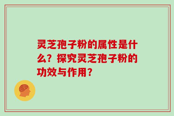 灵芝孢子粉的属性是什么？探究灵芝孢子粉的功效与作用？