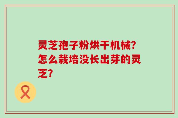 灵芝孢子粉烘干机械？怎么栽培没长出芽的灵芝？