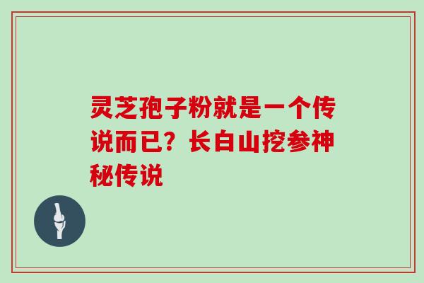 灵芝孢子粉就是一个传说而已？长白山挖参神秘传说