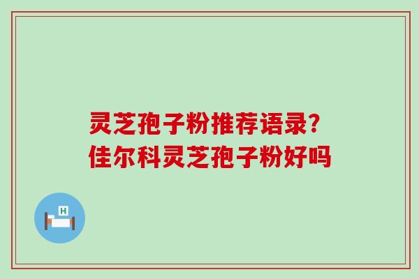 灵芝孢子粉推荐语录？佳尔科灵芝孢子粉好吗