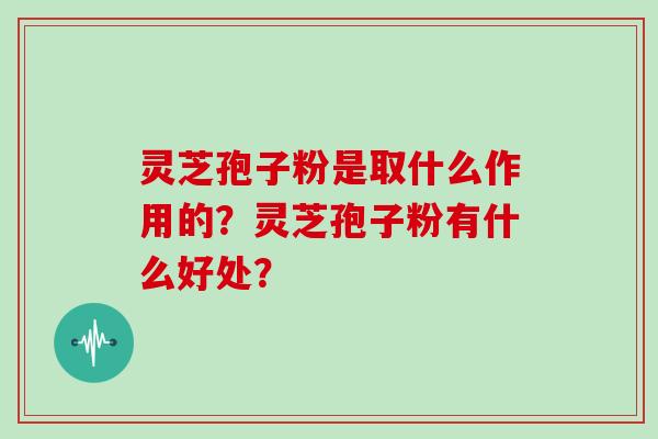 灵芝孢子粉是取什么作用的？灵芝孢子粉有什么好处？