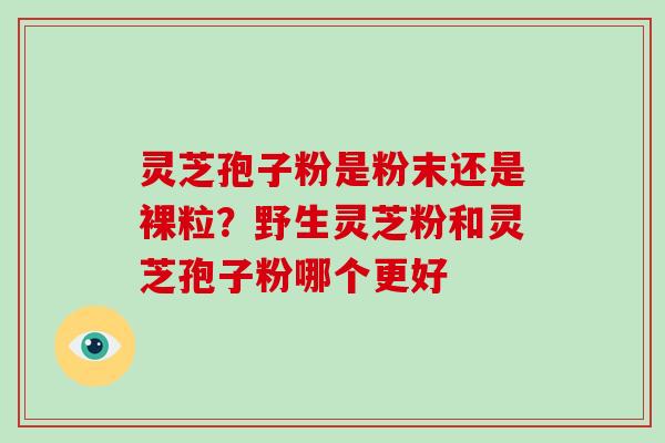 灵芝孢子粉是粉末还是裸粒？野生灵芝粉和灵芝孢子粉哪个更好