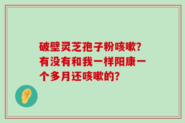 破壁灵芝孢子粉？有没有和我一样阳康一个多月还的？