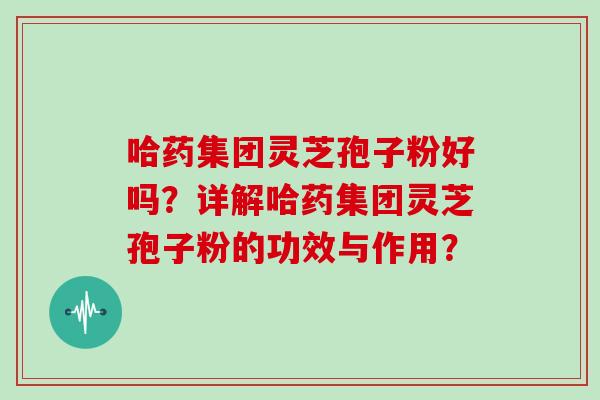 哈药集团灵芝孢子粉好吗？详解哈药集团灵芝孢子粉的功效与作用？