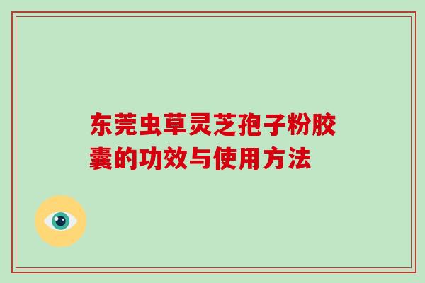 东莞虫草灵芝孢子粉胶囊的功效与使用方法