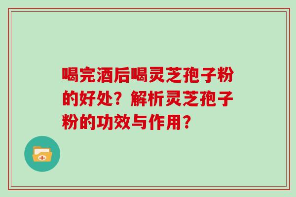 喝完酒后喝灵芝孢子粉的好处？解析灵芝孢子粉的功效与作用？