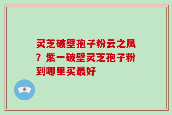 灵芝破壁孢子粉云之凤？紫一破壁灵芝孢子粉到哪里买好