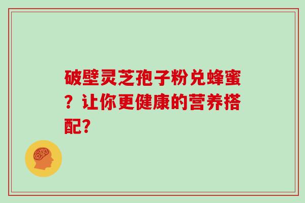 破壁灵芝孢子粉兑蜂蜜？让你更健康的营养搭配？