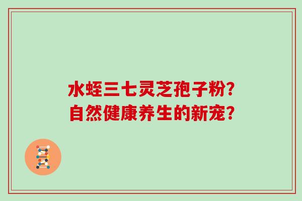 水蛭三七灵芝孢子粉？自然健康养生的新宠？