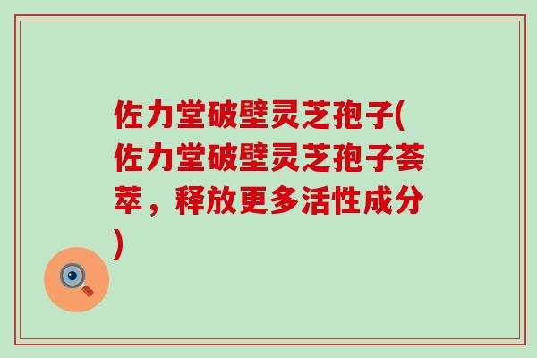 佐力堂破壁灵芝孢子(佐力堂破壁灵芝孢子荟萃，释放更多活性成分)