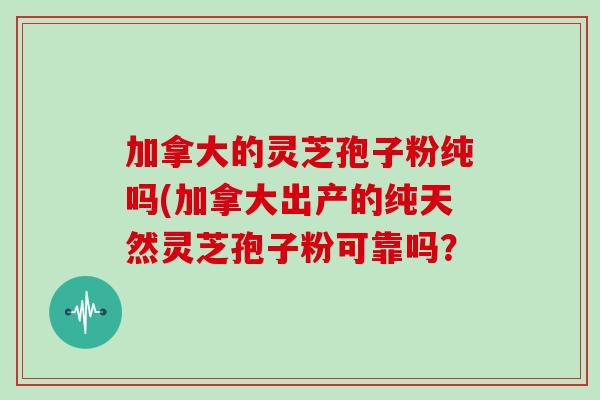 加拿大的灵芝孢子粉纯吗(加拿大出产的纯天然灵芝孢子粉可靠吗？