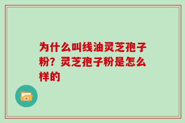 为什么叫线油灵芝孢子粉？灵芝孢子粉是怎么样的