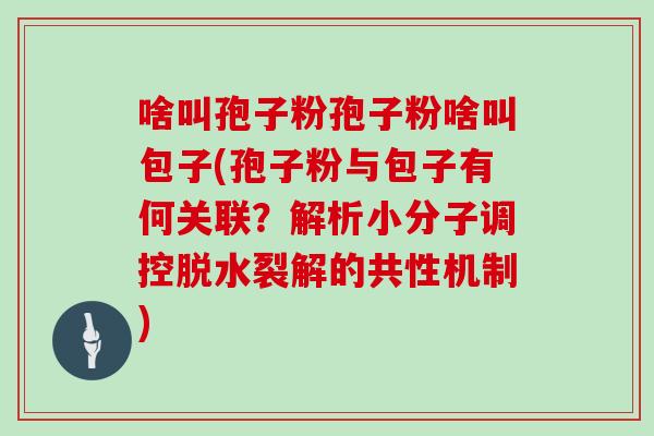 啥叫孢子粉孢子粉啥叫包子(孢子粉与包子有何关联？解析小分子调控脱水裂解的共性机制)