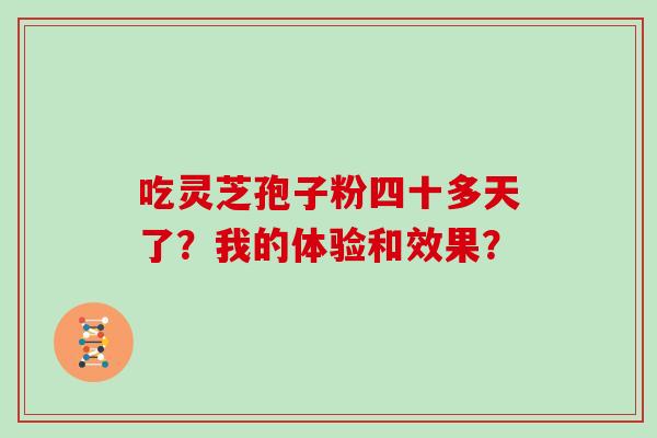 吃灵芝孢子粉四十多天了？我的体验和效果？