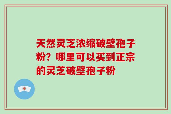 天然灵芝浓缩破壁孢子粉？哪里可以买到正宗的灵芝破壁孢子粉