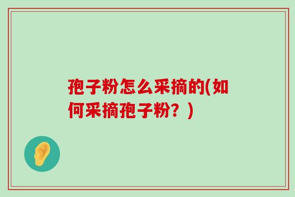 孢子粉怎么采摘的(如何采摘孢子粉？)