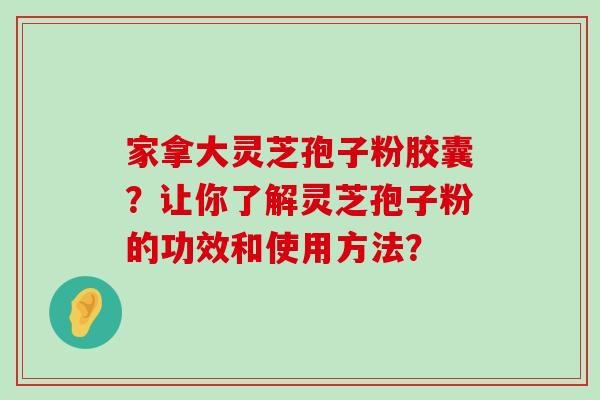 家拿大灵芝孢子粉胶囊？让你了解灵芝孢子粉的功效和使用方法？