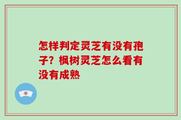 怎样判定灵芝有没有孢子？枫树灵芝怎么看有没有成熟