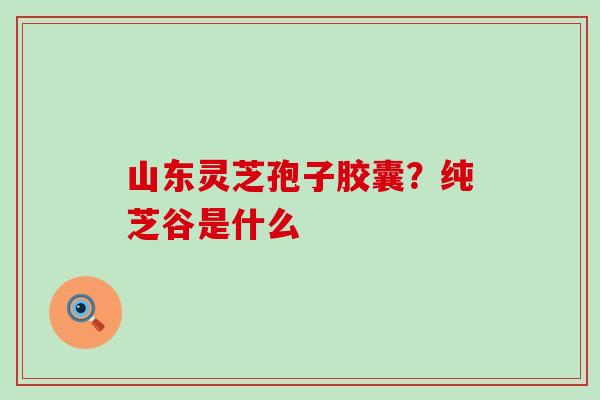 山东灵芝孢子胶囊？纯芝谷是什么