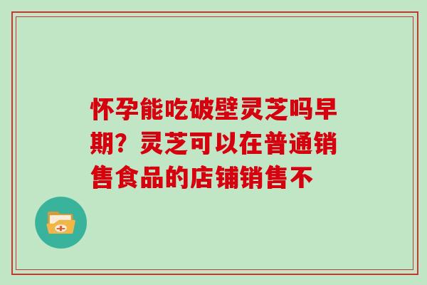 怀孕能吃破壁灵芝吗早期？灵芝可以在普通销售食品的店铺销售不