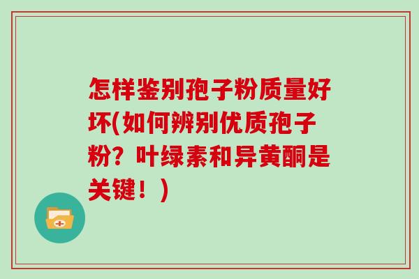 怎样鉴别孢子粉质量好坏(如何辨别优质孢子粉？叶绿素和异黄酮是关键！)