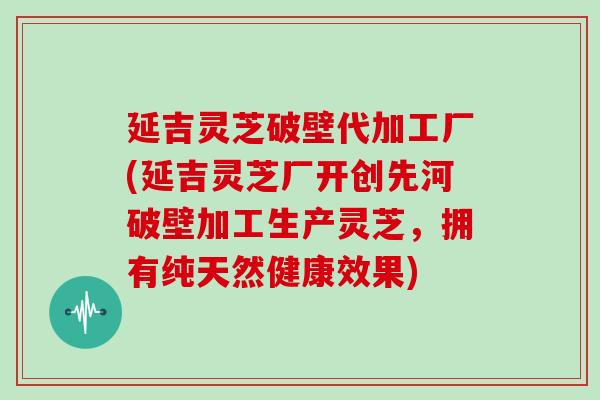 延吉灵芝破壁代加工厂(延吉灵芝厂开创先河破壁加工生产灵芝，拥有纯天然健康效果)