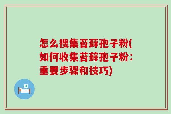 怎么搜集苔藓孢子粉(如何收集苔藓孢子粉：重要步骤和技巧)