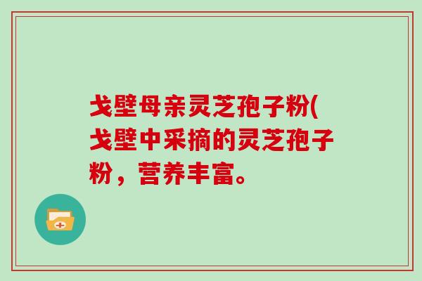 戈壁母亲灵芝孢子粉(戈壁中采摘的灵芝孢子粉，营养丰富。