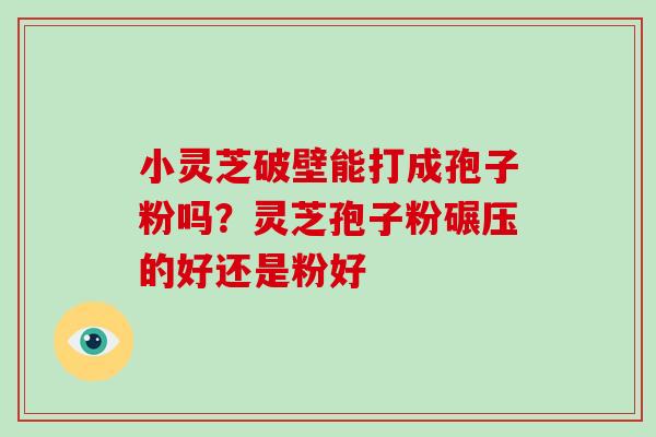 小灵芝破壁能打成孢子粉吗？灵芝孢子粉碾压的好还是粉好