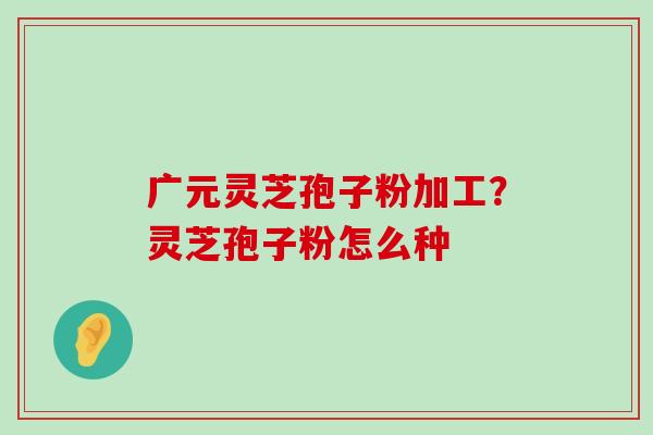 广元灵芝孢子粉加工？灵芝孢子粉怎么种