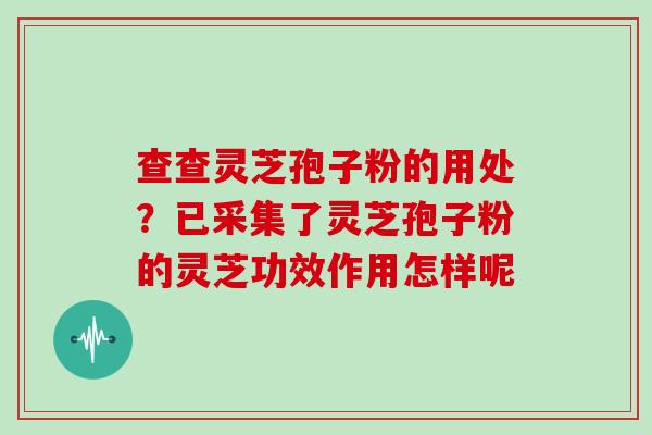 查查灵芝孢子粉的用处？已采集了灵芝孢子粉的灵芝功效作用怎样呢