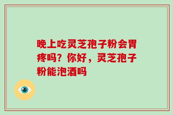 晚上吃灵芝孢子粉会胃疼吗？你好，灵芝孢子粉能泡酒吗