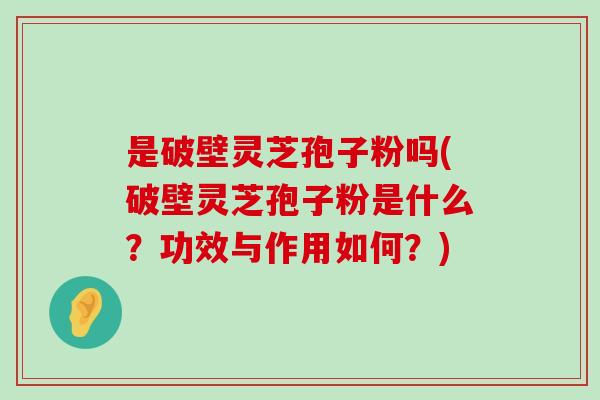 是破壁灵芝孢子粉吗(破壁灵芝孢子粉是什么？功效与作用如何？)