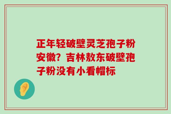 正年轻破壁灵芝孢子粉安徽？吉林敖东破壁孢子粉没有小看帽标