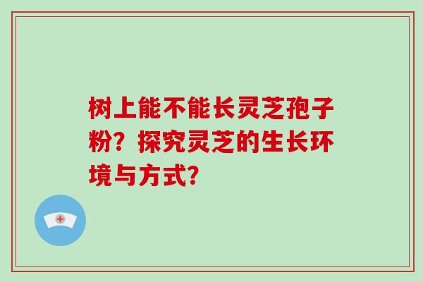 树上能不能长灵芝孢子粉？探究灵芝的生长环境与方式？