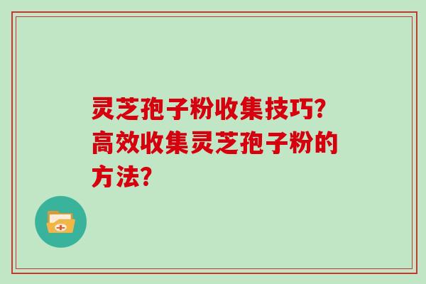 灵芝孢子粉收集技巧？高效收集灵芝孢子粉的方法？