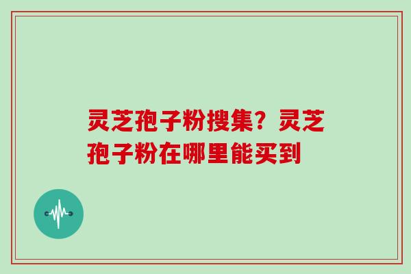 灵芝孢子粉搜集？灵芝孢子粉在哪里能买到