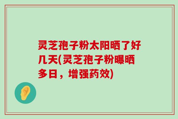 灵芝孢子粉太阳晒了好几天(灵芝孢子粉曝晒多日，增强)