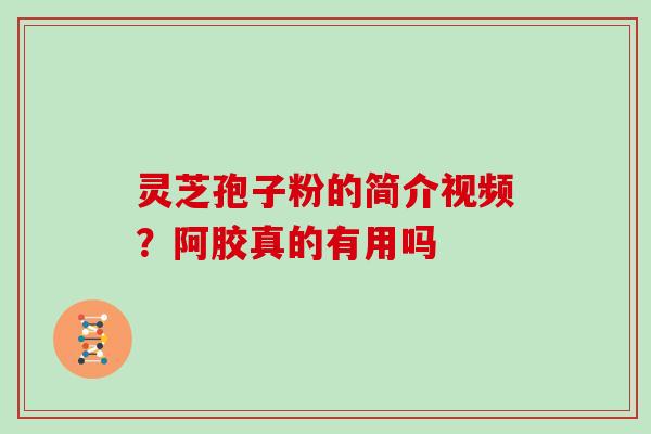 灵芝孢子粉的简介视频？阿胶真的有用吗